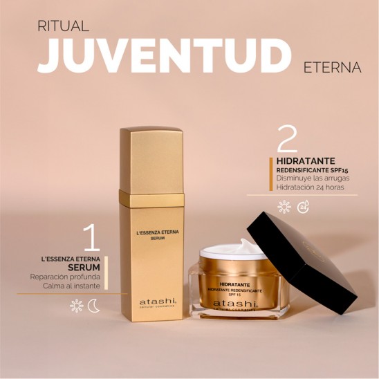 Rutina de la combinación L´Essenza Eterna y la crema hidratante redensificante SPF 15