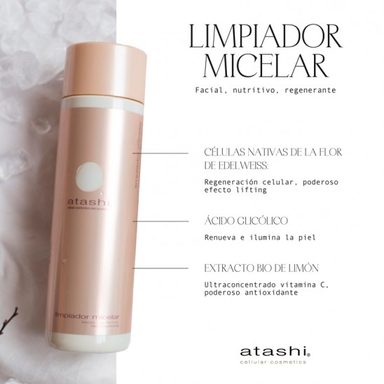 Funciones de los principales ingredientes del limpiador facial micelar nutritivo