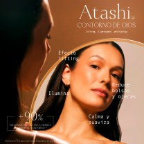 Atashi | DD Cream Nude Skin Perfection SPF15 Tono Medio + Contorno de Ojos Lifting, Iluminador + brocha de maquillaje