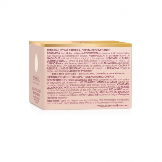 Trasera del estuche de la crema lifting para cara, mentón y escote