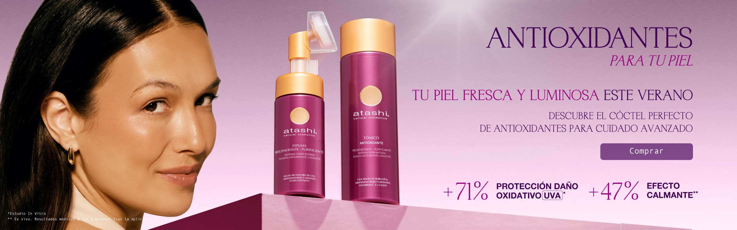 Banner promocional l&iacute;nea antioxidante de atashi verano 2026