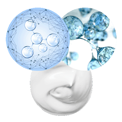 Icono Ácido hialurónico, agua glaciar, fucocert y ecoskin